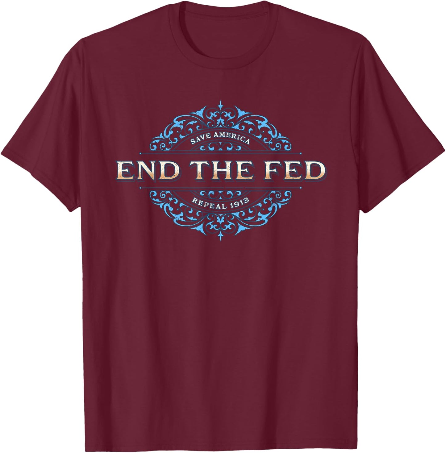 Lorch Street End The Fed , -Adults, Black, Small, Short Sleeve T-Shirt - T-Shirt | Maroon