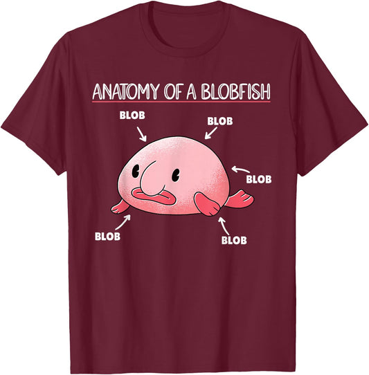 Funny Blobfish Statement Anatomy of Blobfish T-Shirt - T-Shirt | Maroon