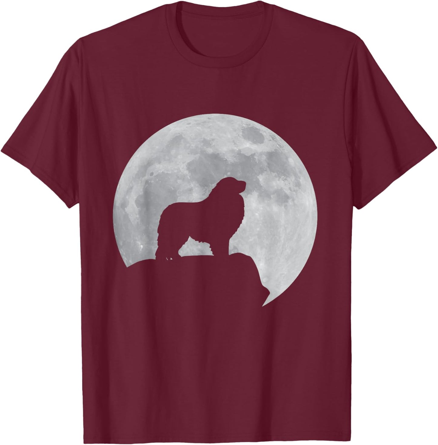 Moon And Dog Silhouette - Patou Great Pyrenees Women T-Shirt - T-Shirt | Maroon