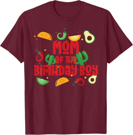 Mom Taco Twosday Fiesta Taco Birthday Theme Boy 2yr T-Shirt - T-Shirt | Maroon