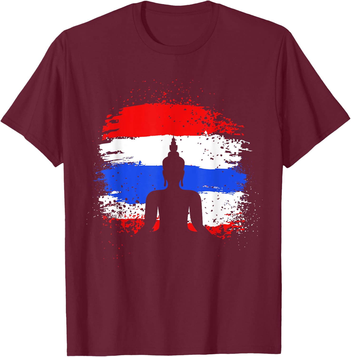 Retro Vacation Thai Buddha Thailand Flag T-Shirt - T-Shirt | Maroon
