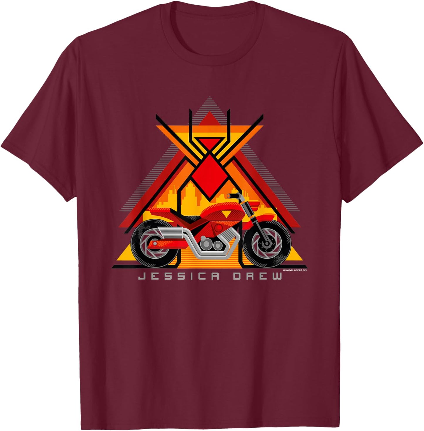 Marvel Spider-Man: Across the Spider-Verse Jessica Drew Bike T-Shirt - T-Shirt | Maroon