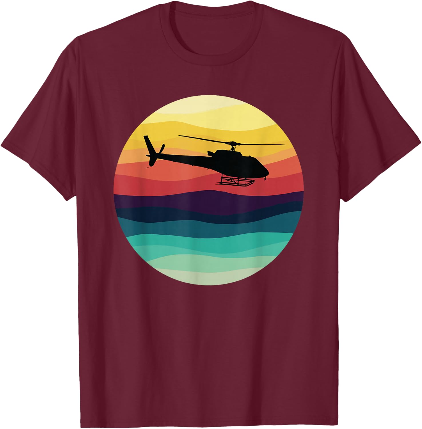 AS350 Helicopter Vintage Retro H125 Helicopter T-Shirt - T-Shirt | Maroon
