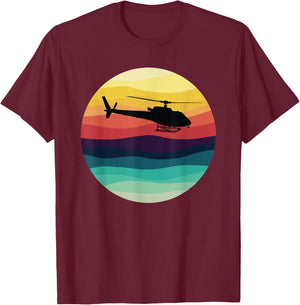 AS350 Helicopter Vintage Retro H125 Helicopter T-Shirt - T-Shirt | Maroon