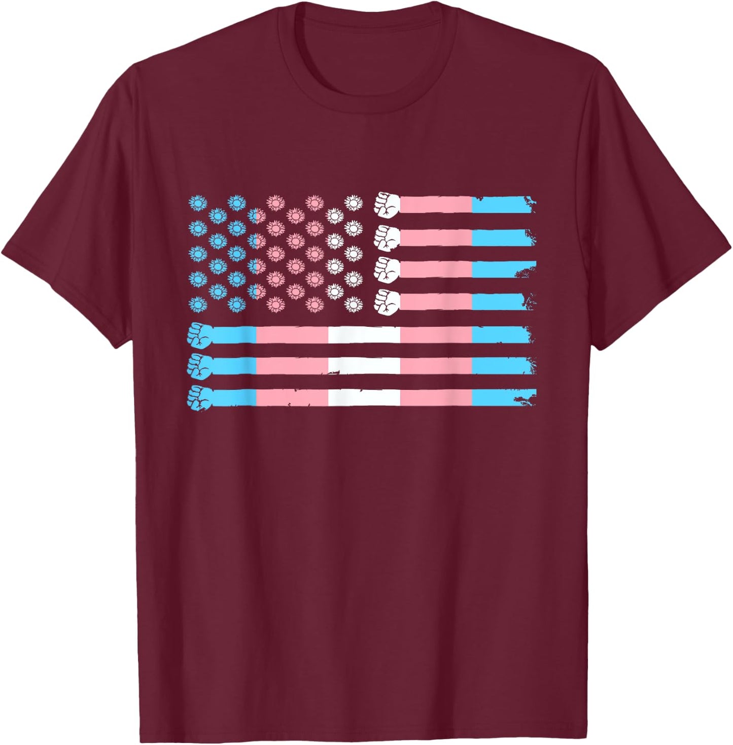 Trans Flag USA America Transsexual Trans Pride Transgender T-Shirt - T-Shirt | Maroon