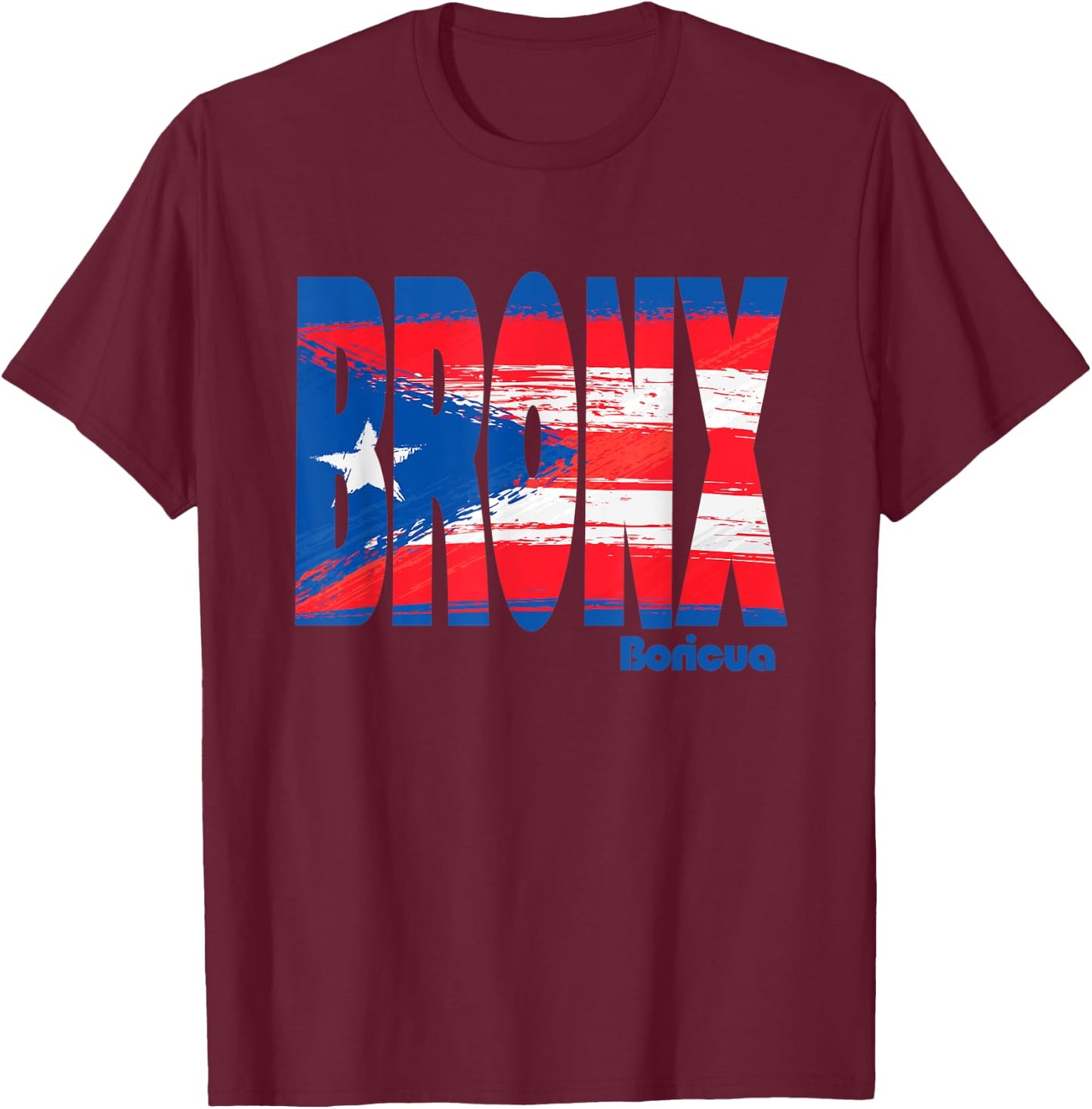 Boricua Roots Puerto Rico Pride PR Bronx Puerto Rico Flag T-Shirt - T-Shirt | Maroon