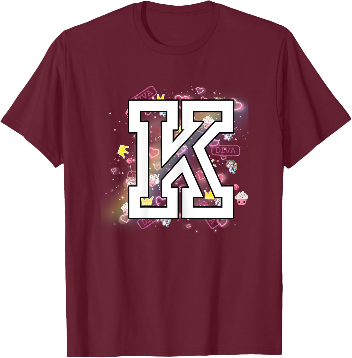 Kids Letter K Clothing For a Girl Who's Name Starts With K T-Shirt - T-Shirt | Maroon
