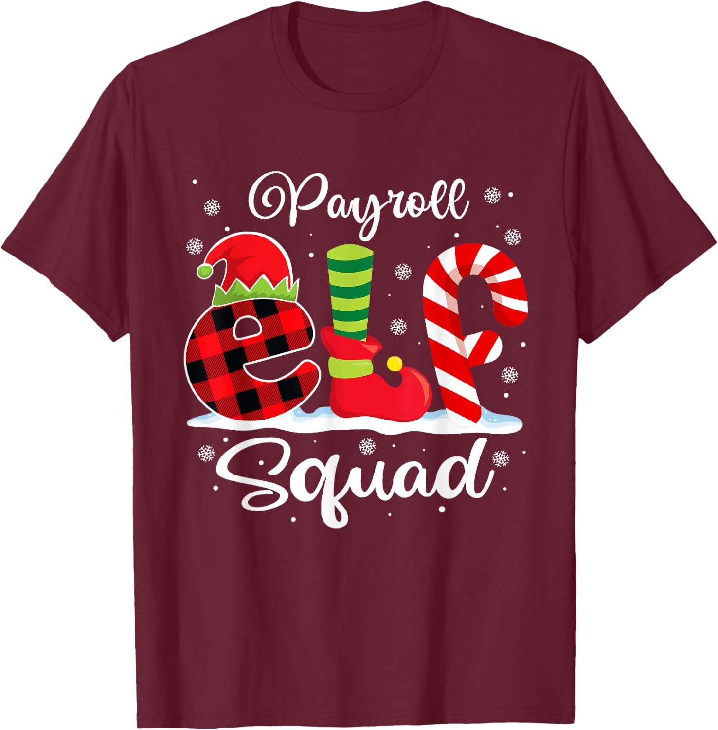 Payroll Elf Squad Christmas Payroll Manager Matching T-Shirt - T-Shirt | Maroon
