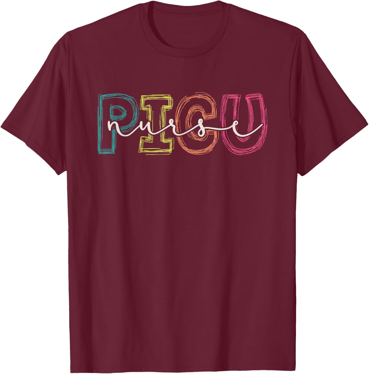 PICU Nurse Pediatric Nurse Nursing Retro Vintage PICU Squad T-Shirt - T-Shirt | Maroon