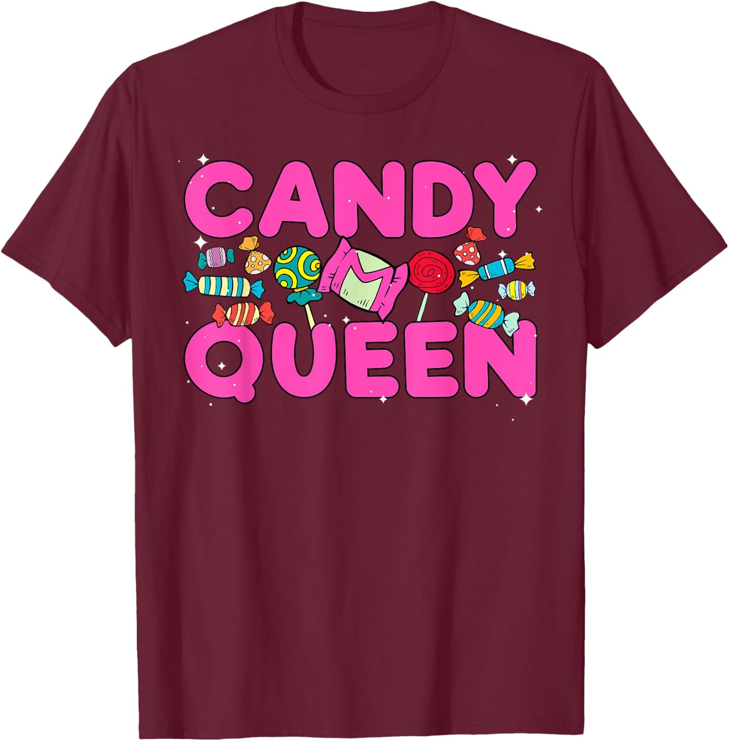 Funny Candy Queen Design Girls Kids Lollipop Lover T-Shirt - T-Shirt | Maroon