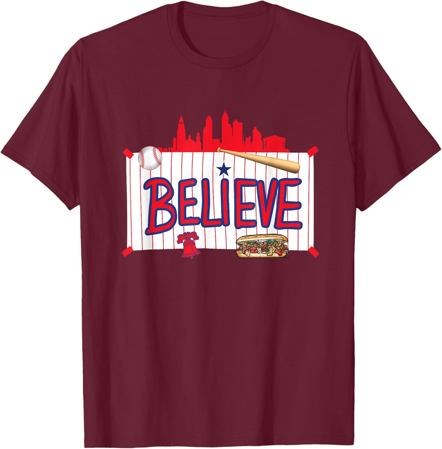 Philadelphia Baseball Believe Playoffs T-Shirt - T-Shirt | Maroon