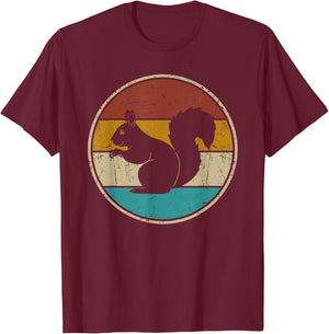 Squirrel Retro Vintage Men Women Kids Boys Girls Funny T-Shirt - T-Shirt | Maroon