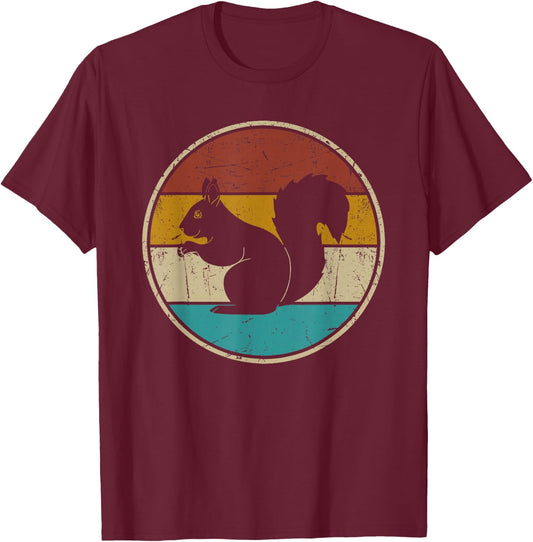 Squirrel Retro Vintage Men Women Kids Boys Girls Funny T-Shirt - T-Shirt | Maroon