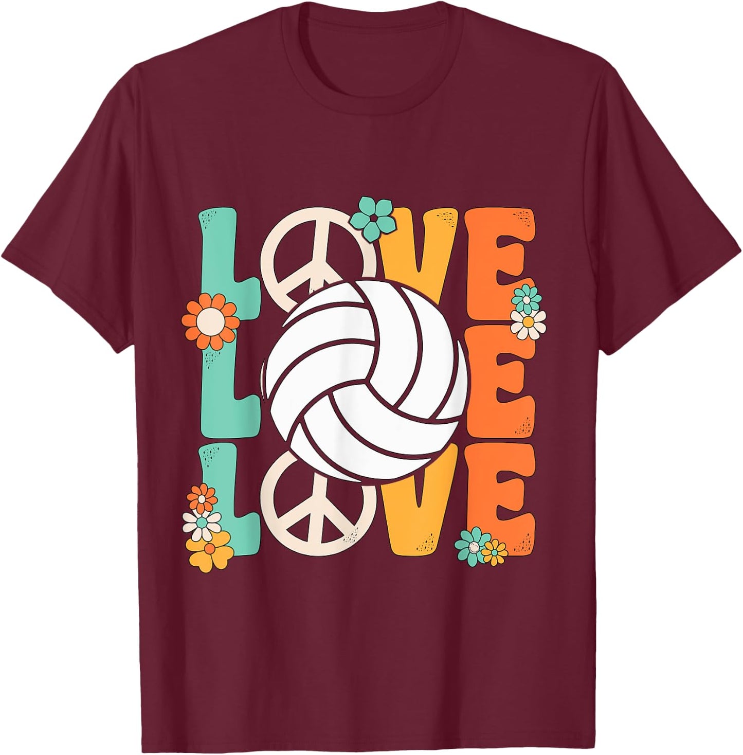 Volleyball Love For Teen Girls Women Cute Volleyball Lovers T-Shirt - T-Shirt | Maroon