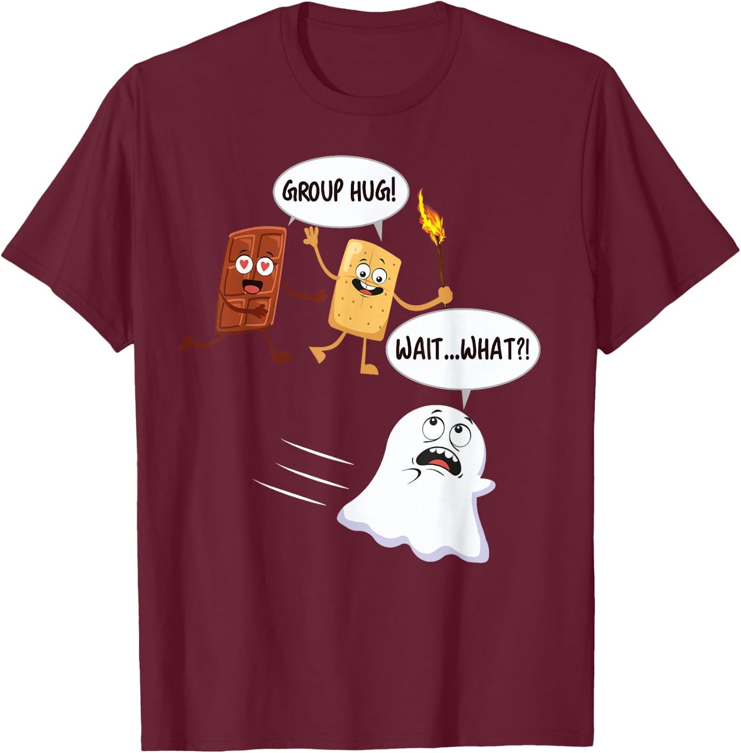 Funny Halloween Camping Smores S'mores Marshmallow Ghost T-Shirt - T-Shirt | Maroon