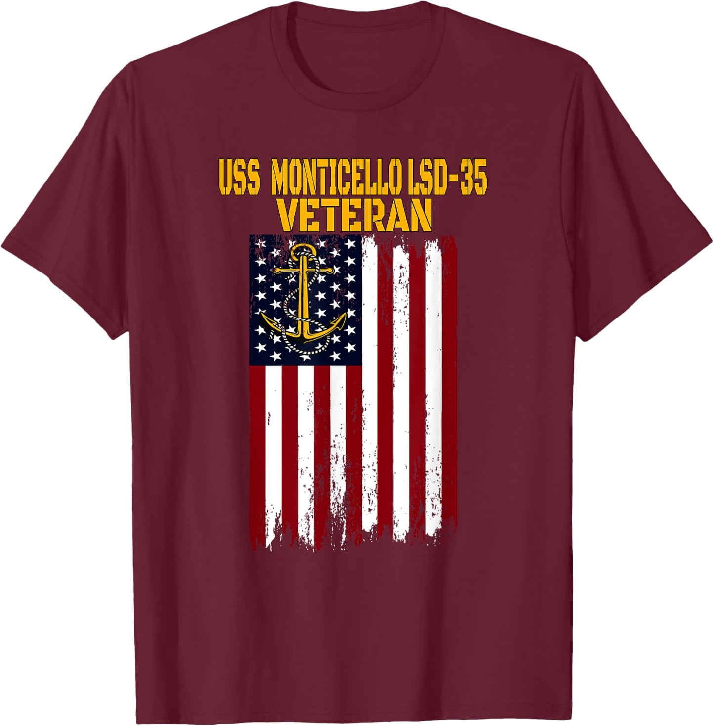 USS Monticello LSD-35 Dock Landing Ship Veteran Father's Day T-Shirt - T-Shirt | Maroon