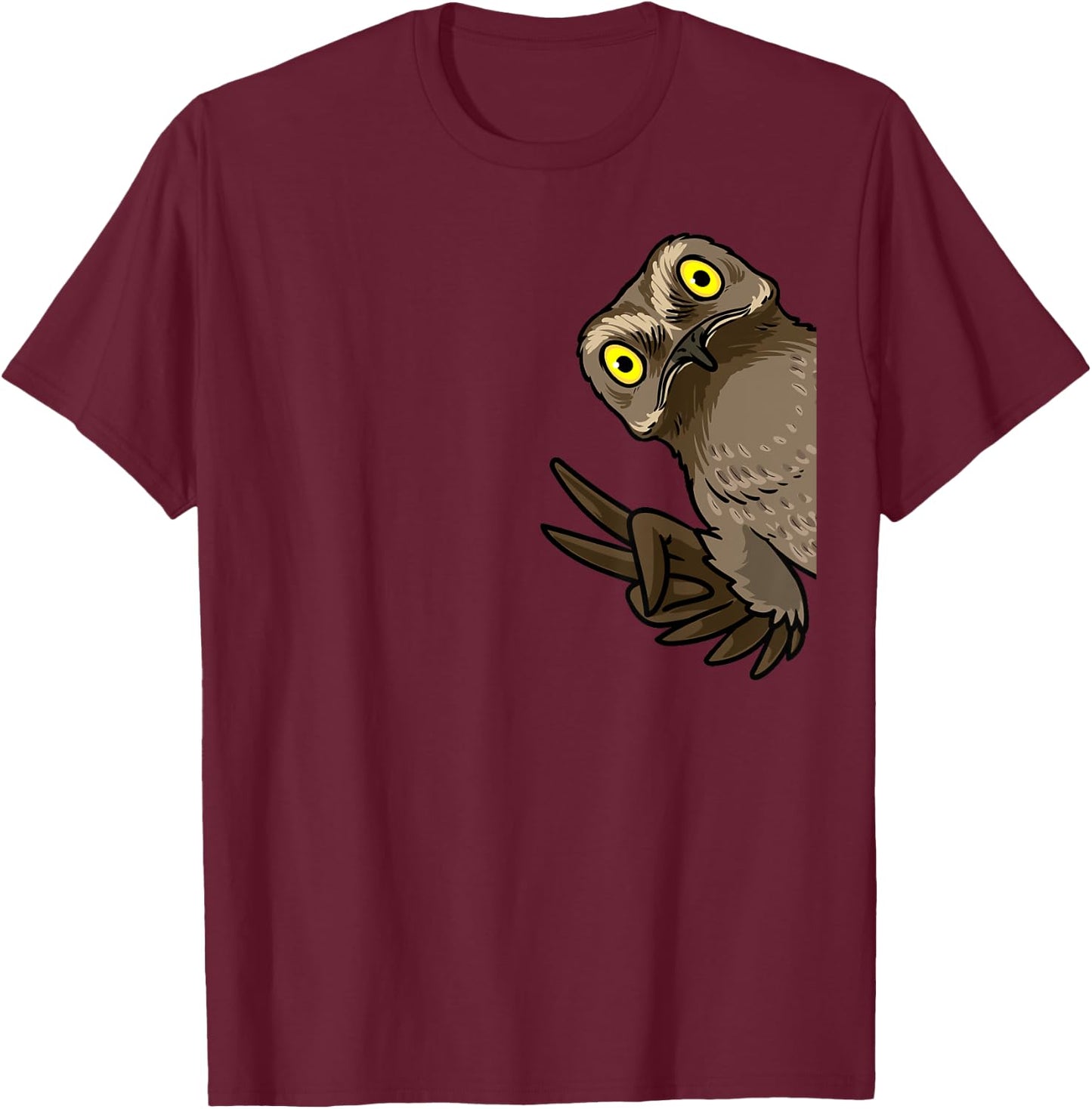 Luvevepotootha Potoo Bird From Side Birder Birding - -Adults/Kids - Black - Small - Short Sleeve - Modern Animal Print - Cartoon Potoo Graphic T-Shirt - T-Shirt | Maroon