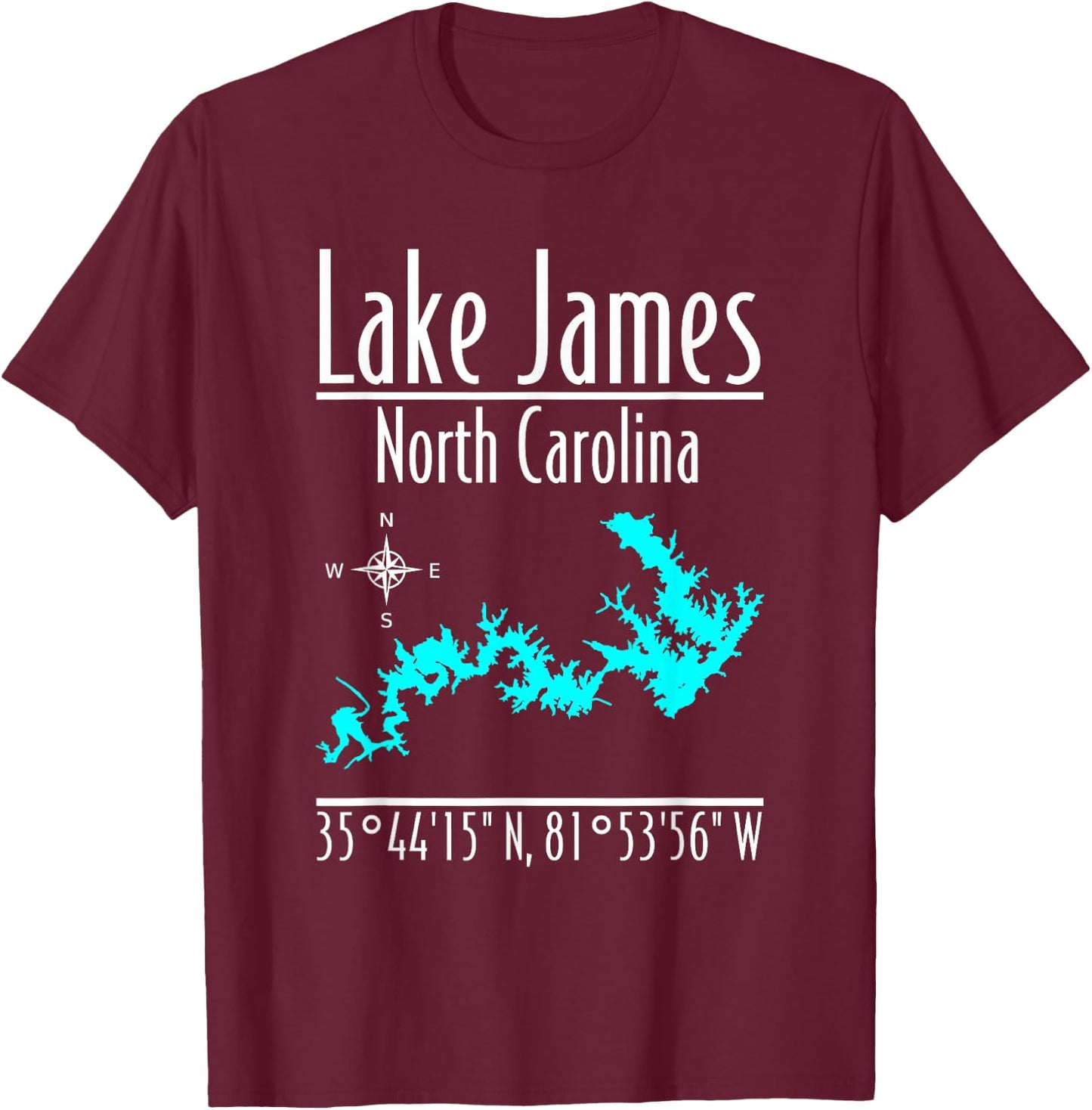 Modern Lake James, North Carolina T-Shirt - T-Shirt | Maroon