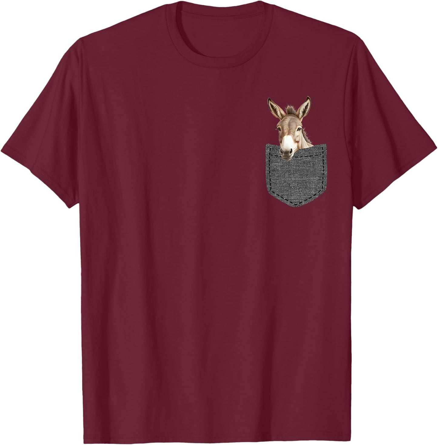 Donkey in Pocket T-Shirt - T-Shirt | Maroon