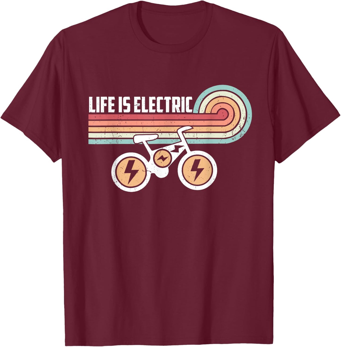Life is Electric E-Bike T-Shirt - T-Shirt | Maroon