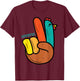 Peace Hand Turkey Grateful Thanksgiving Hippi Men Women Kids T-Shirt - T-Shirt | Maroon