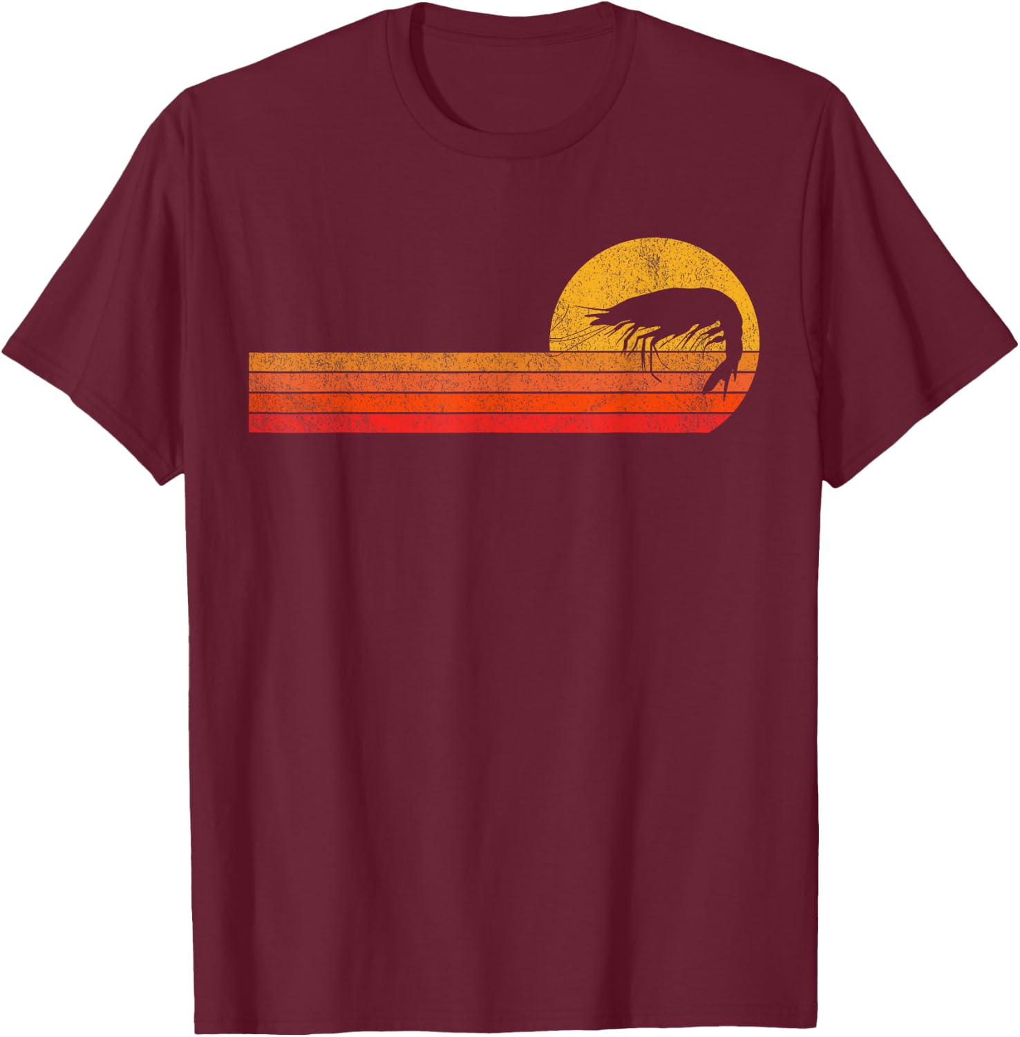 Vintage Shrimp Lover Funny Shrimp Retro T-Shirt - T-Shirt | Maroon