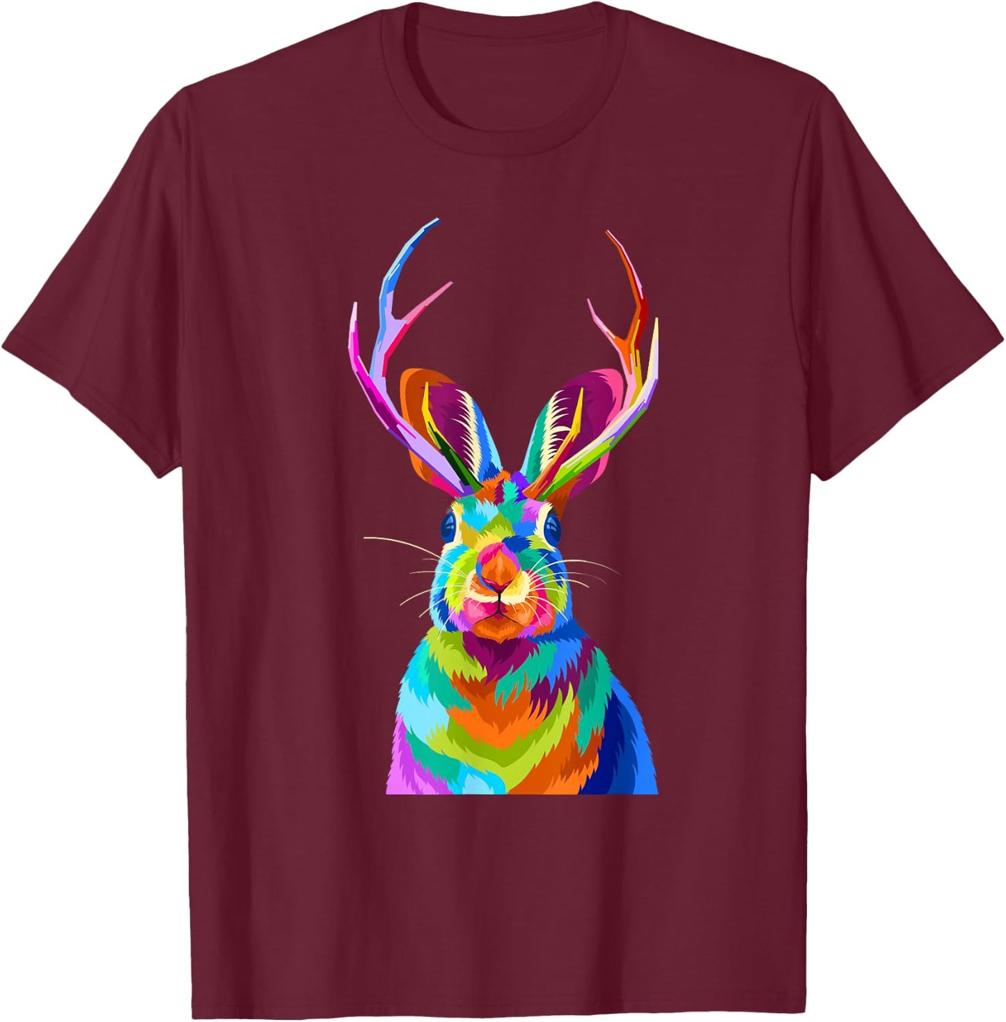 Retro Vintage Jackalope Fun Cute Rabbit Animal Lover Graphic T-Shirt - T-Shirt | Maroon