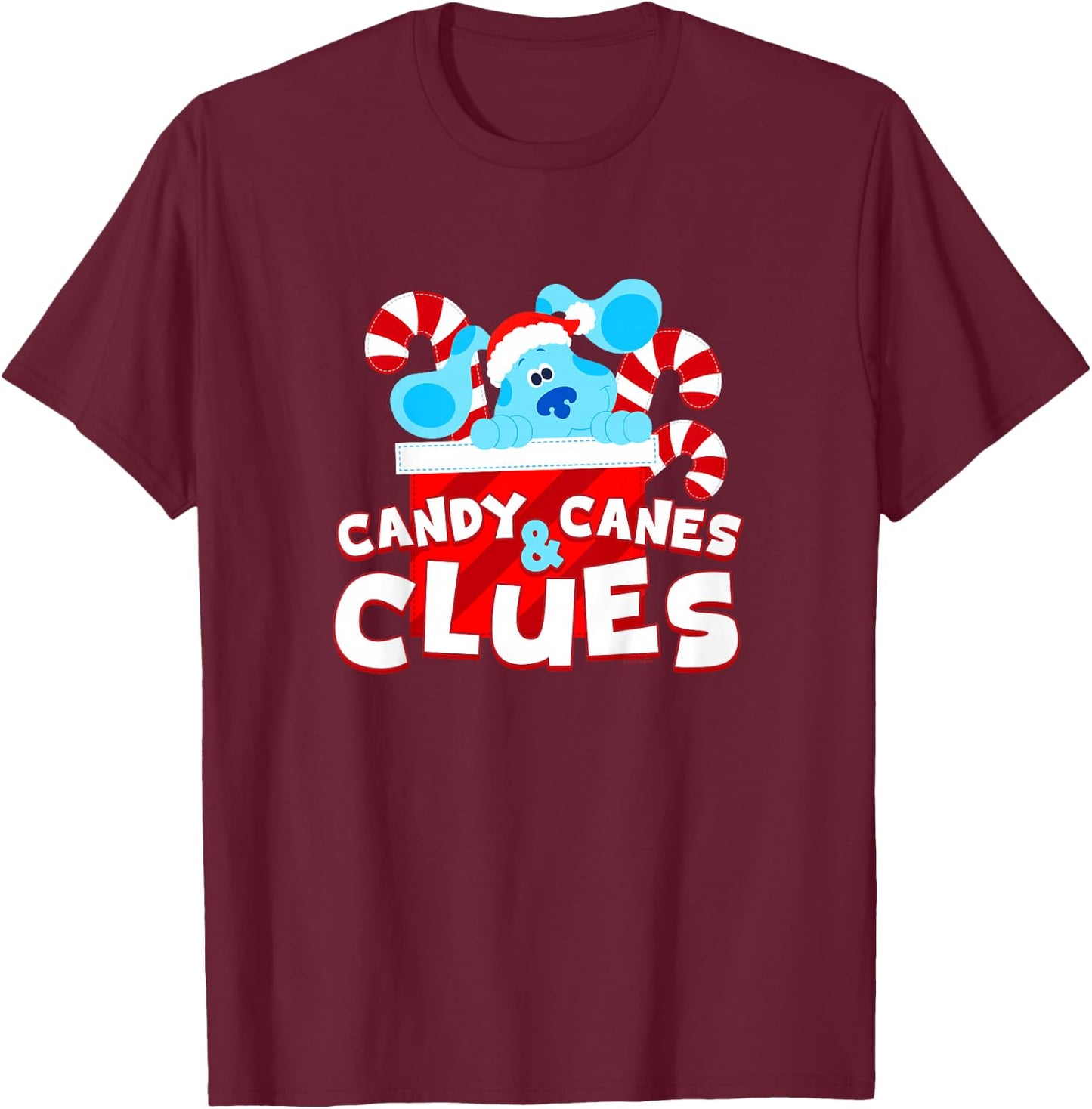 Kids Blue's Clues and You Candy Canes and Christmas Clues T-Shirt - T-Shirt | Maroon
