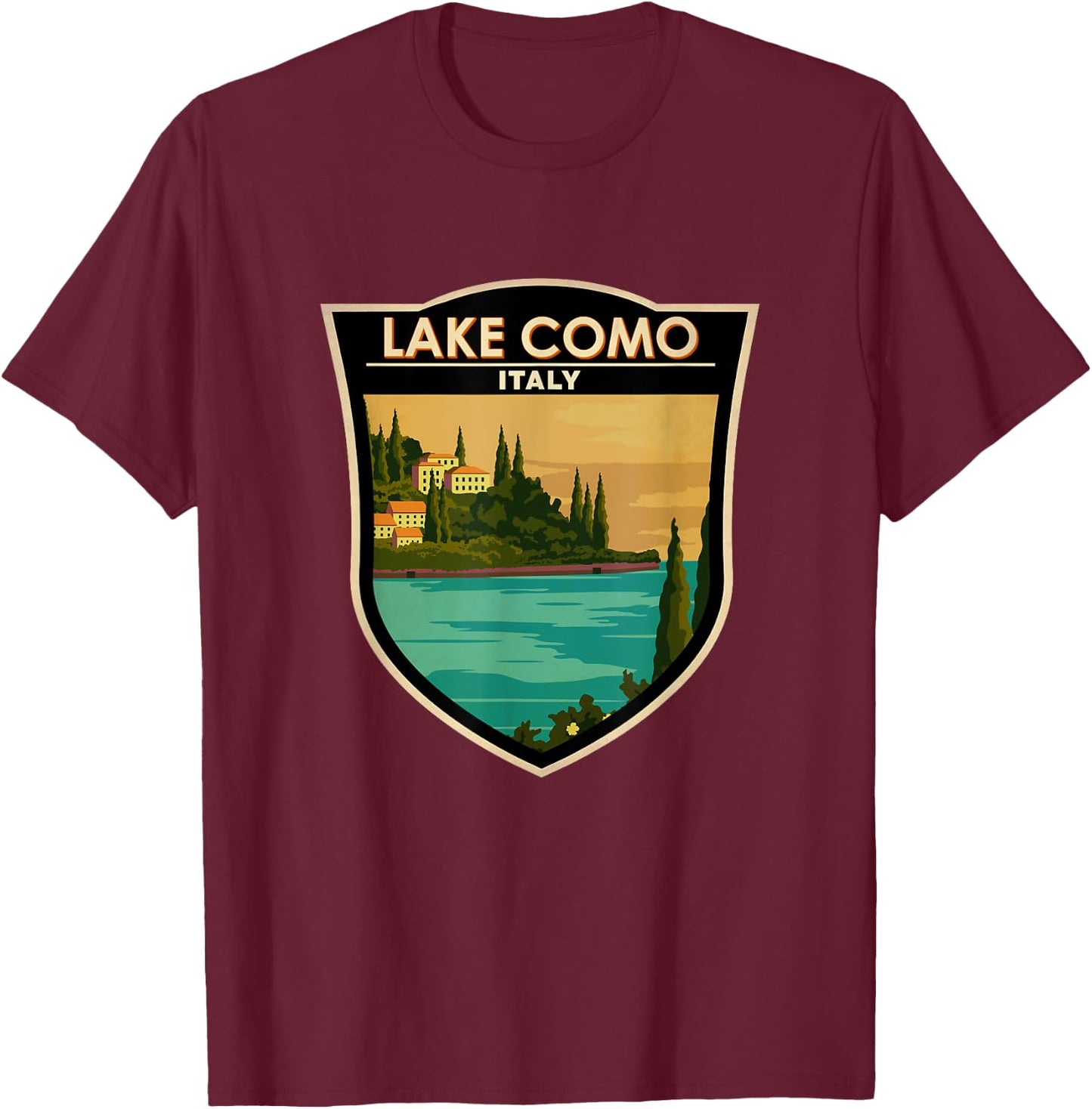 Lake Como Vacation Italy Vintage T-Shirt - T-Shirt | Maroon