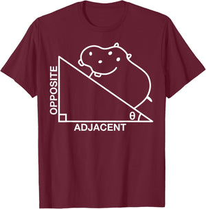 Nerdy Funny Hippotenuse Hypotenuse Hippopotamus Math Teacher T-Shirt - T-Shirt | Maroon