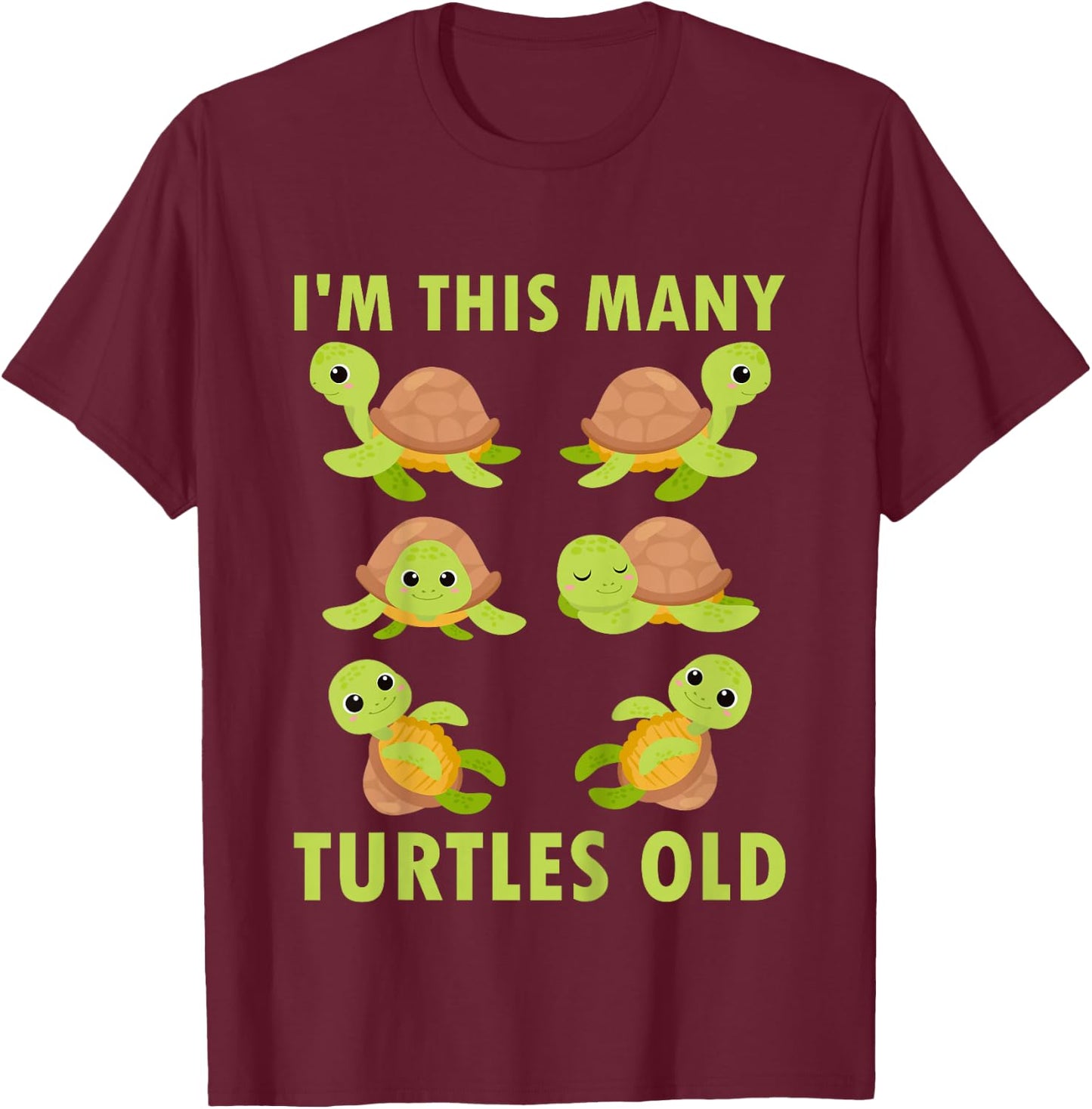 Kids 6 Year Old Boy Sea Turtles Old 6th Birthday Kids T-Shirt - T-Shirt | Maroon