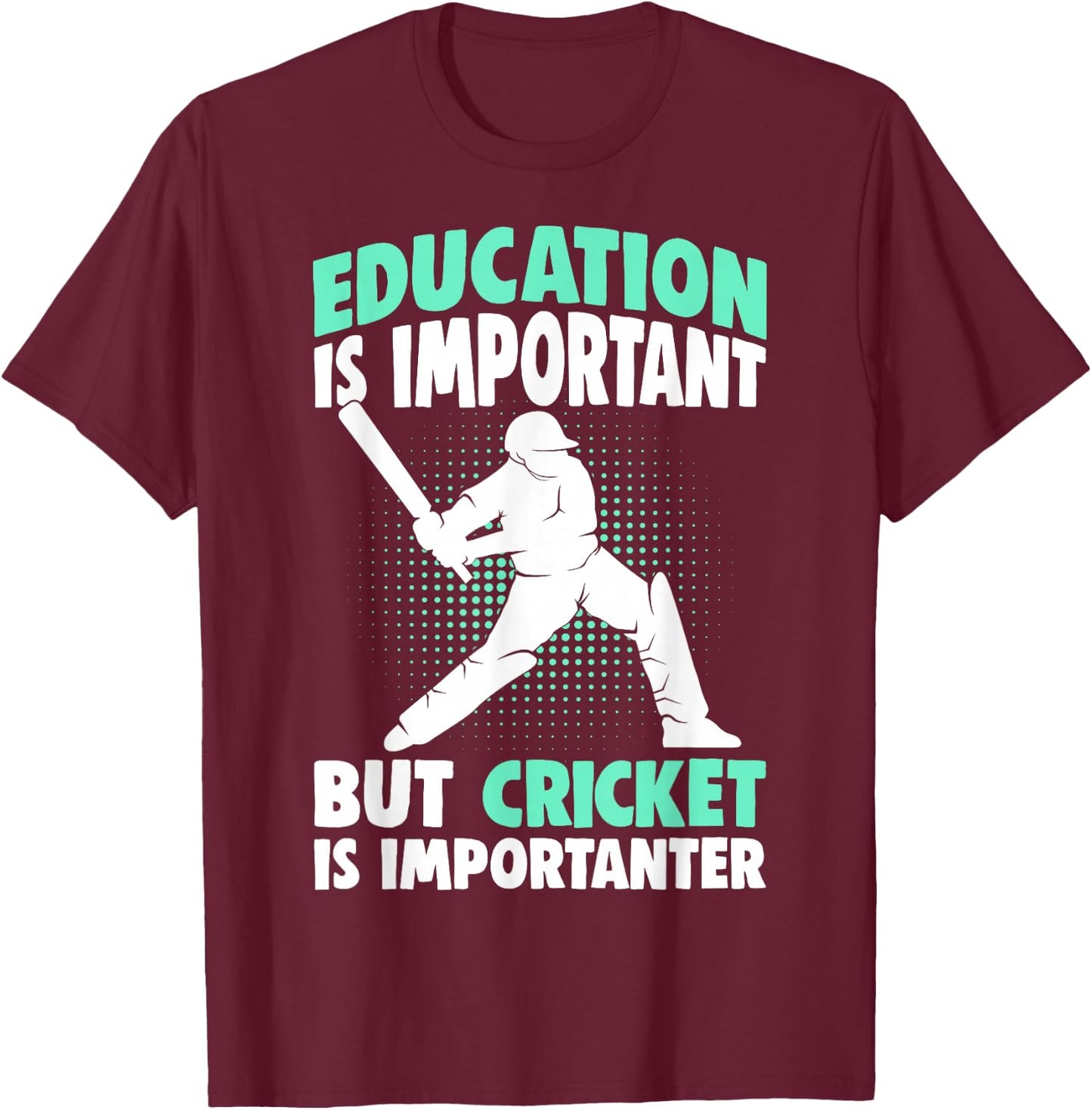 Cricket Player Boys Kids T-Shirt - T-Shirt | Maroon