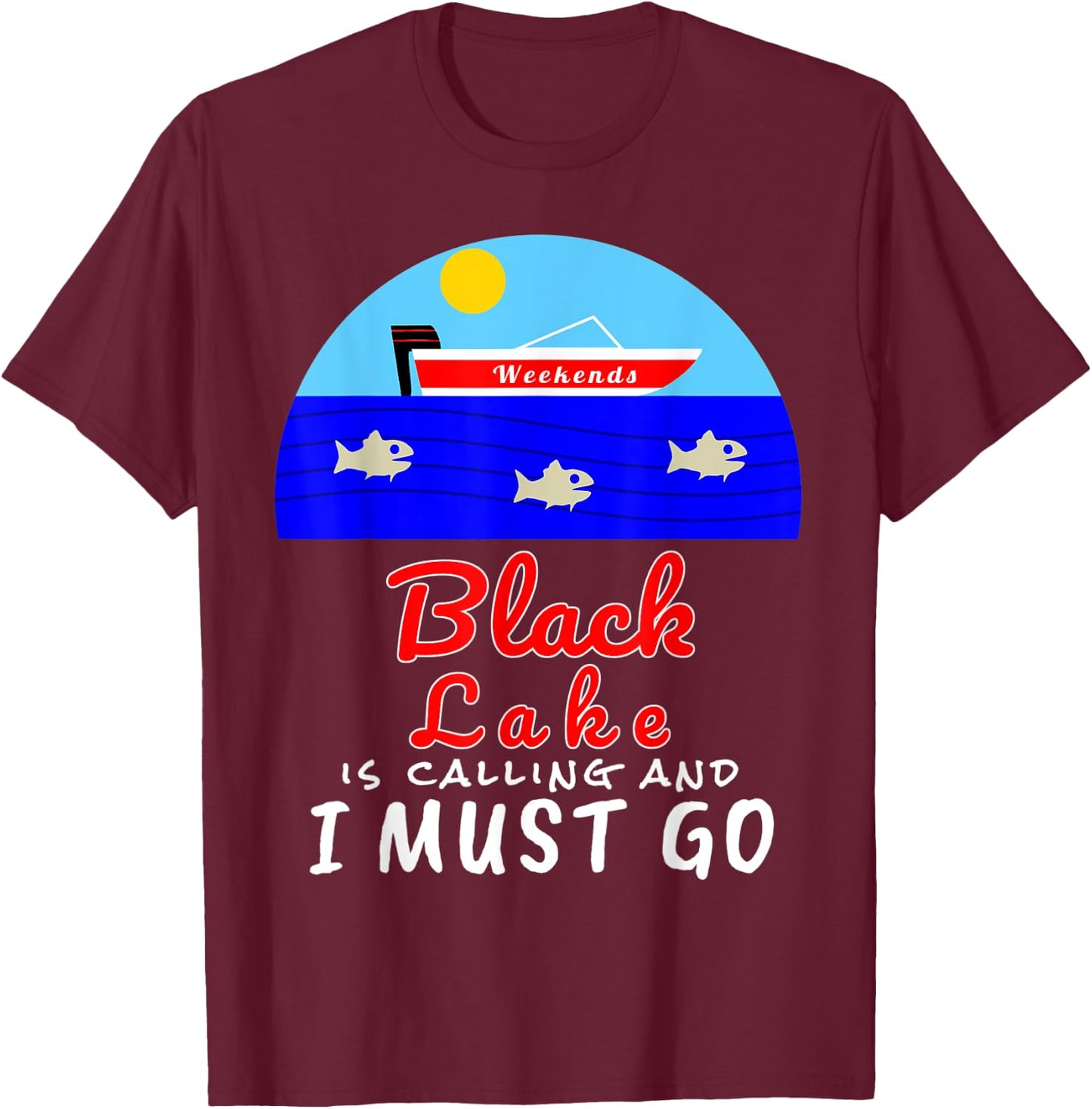 Black Lake Michigan T-Shirt - T-Shirt | Maroon