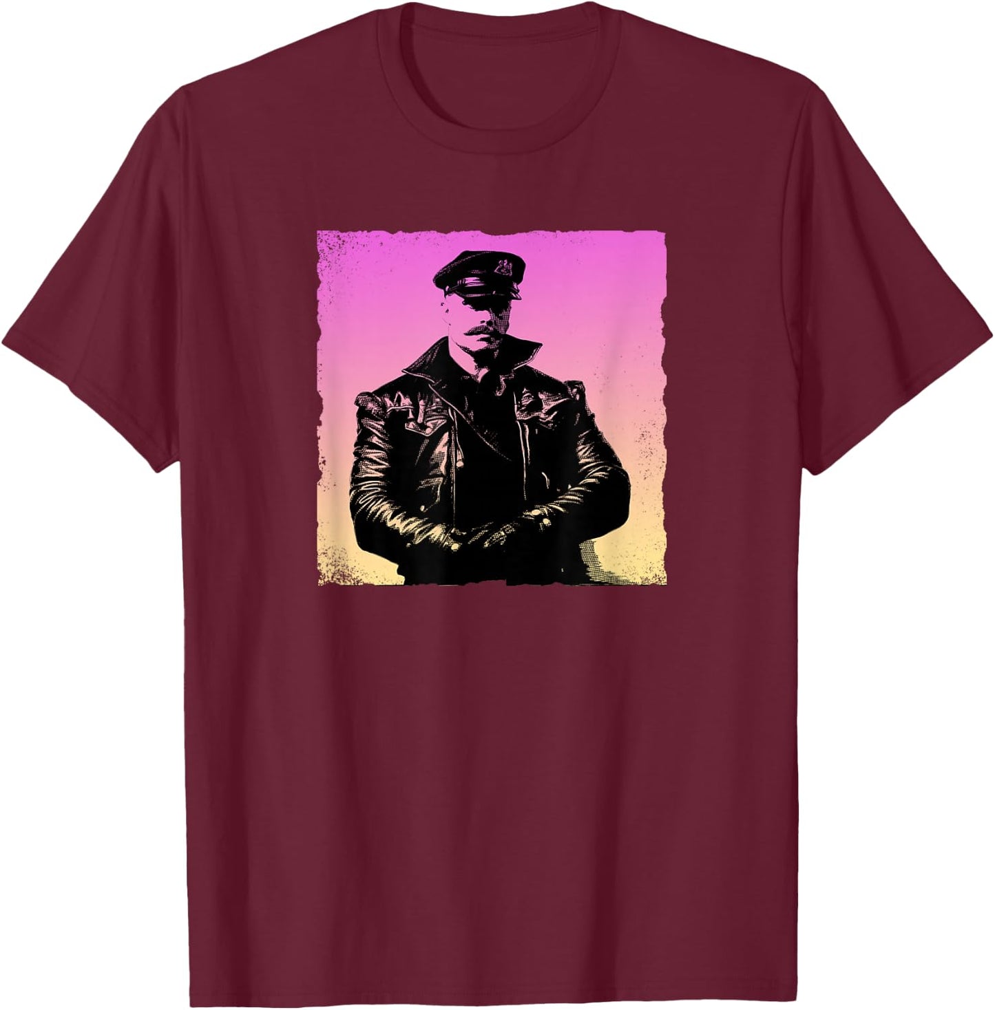 Retro Gay Daddy Leather Gay Biker - Bear Bearded Gay Pride T-Shirt - T-Shirt | Maroon