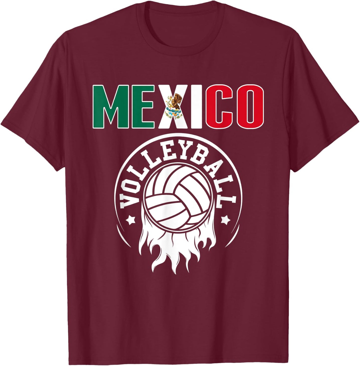 Proud Mexico Volleyball Fans Jersey - Mexican Flag Sports T-Shirt - T-Shirt | Maroon