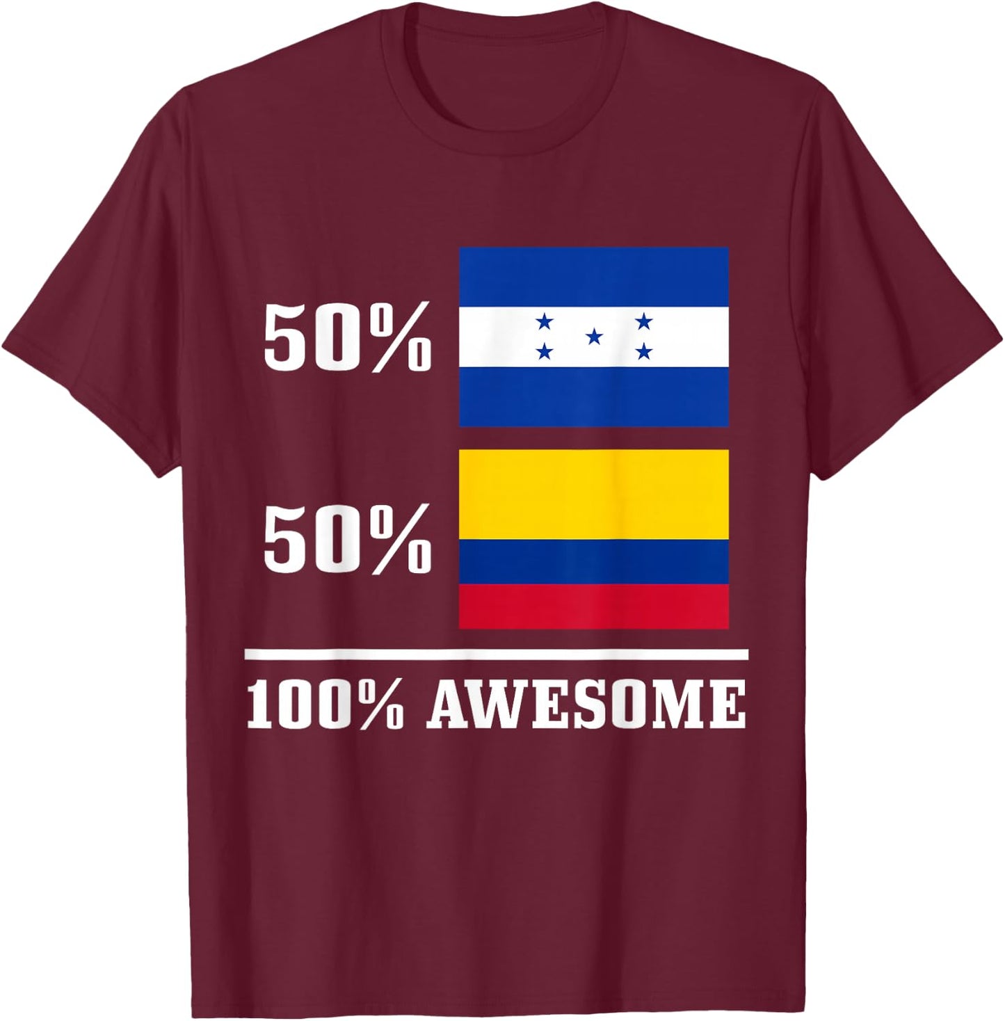 Honduras Colombia Colombian Honduran Flag Pride Heritage T-Shirt - T-Shirt | Maroon