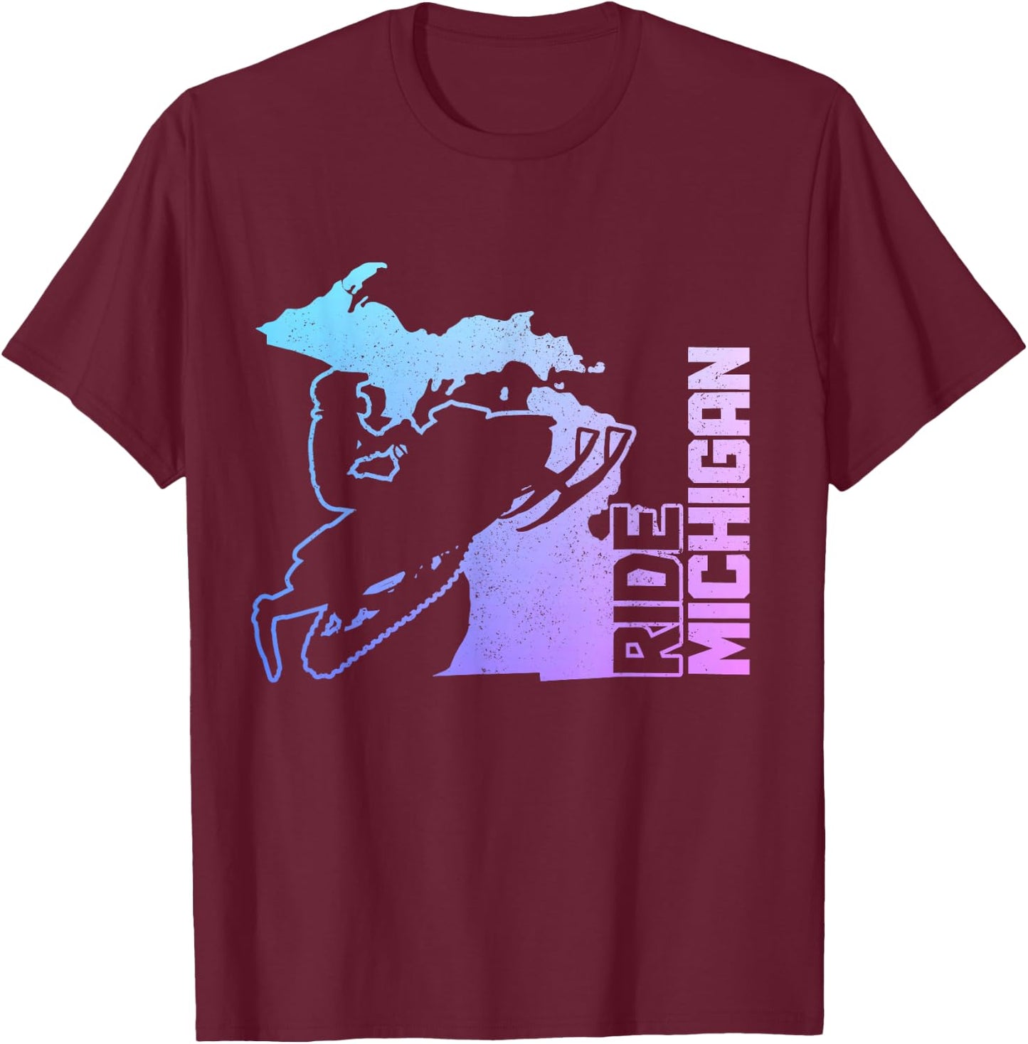Snowmobile Ride Michigan Snowmobiling Motor Sled Vintage T-Shirt - T-Shirt | Maroon
