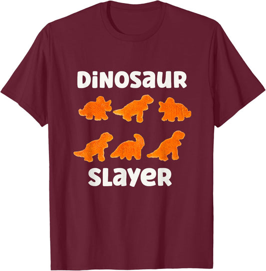 Dinosaur Slayer Dino Chicken Nuggets Lover chickie nuggies T-Shirt - T-Shirt | Maroon