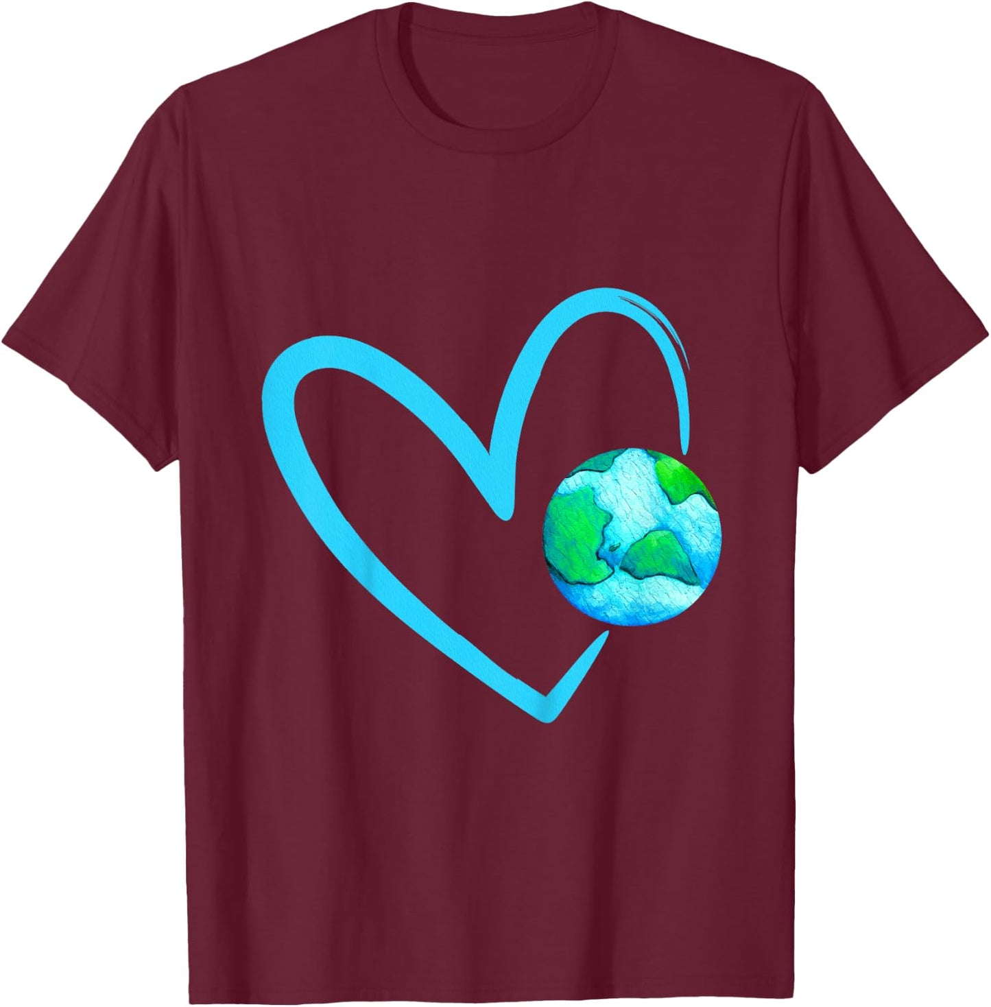 Girls Earth Day with Heart Cute Happy Earth Day 2023 Kids T-Shirt - T-Shirt | Maroon