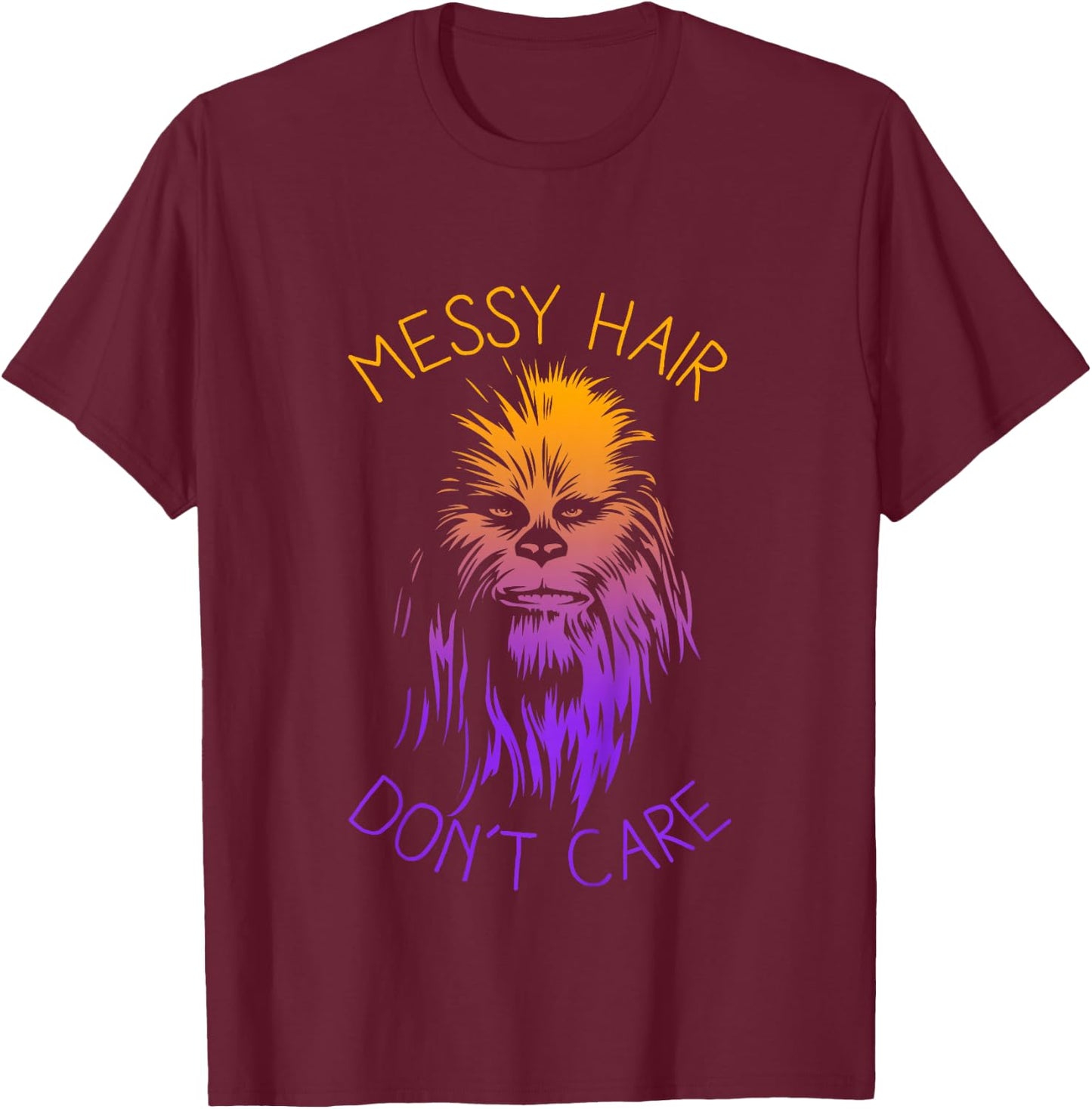 Kids Star Wars Classic Rainbow Chewbacca Messy Hair Don't Care T-Shirt - T-Shirt | Maroon