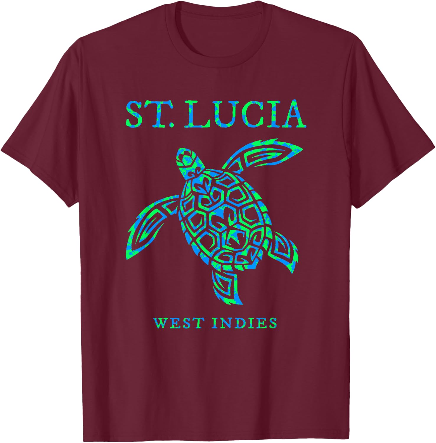 St Lucia Sea Turtle Boys Girls Toddler Colorful Souvenir T-Shirt - T-Shirt | Maroon