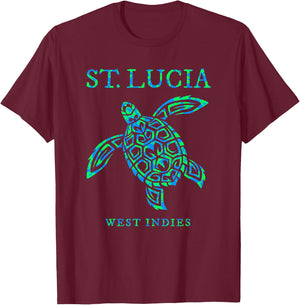 St Lucia Sea Turtle Boys Girls Toddler Colorful Souvenir T-Shirt - T-Shirt | Maroon