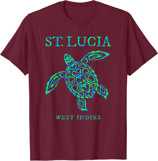 St Lucia Sea Turtle Boys Girls Toddler Colorful Souvenir T-Shirt - T-Shirt | Maroon