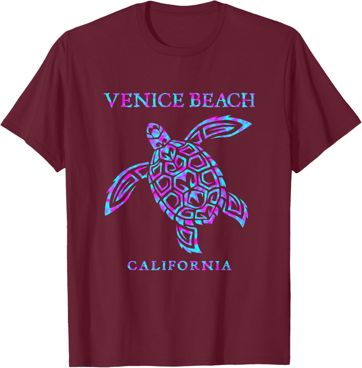Venice Beach California Sea Turtle Travel Souvenir T-Shirt - T-Shirt | Maroon