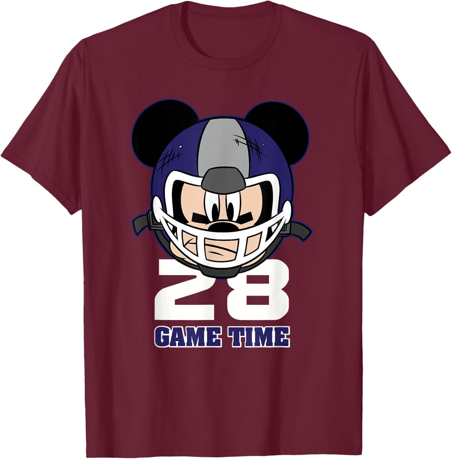 Disney Mickey Mouse Football #28 Game Time Sports T-Shirt - T-Shirt | Maroon