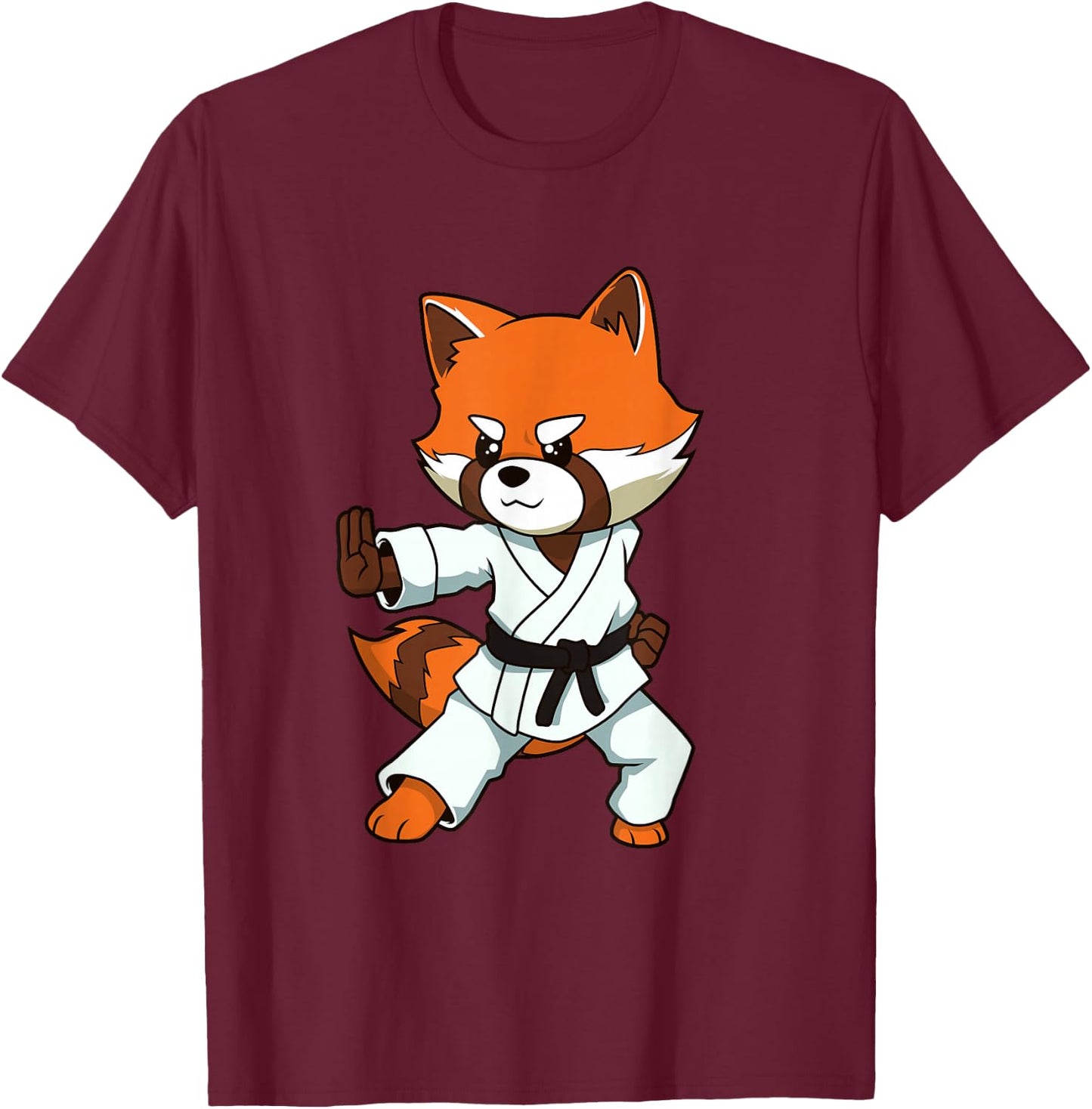 Comic Red Panda Makes Karate T-Shirt - T-Shirt | Maroon