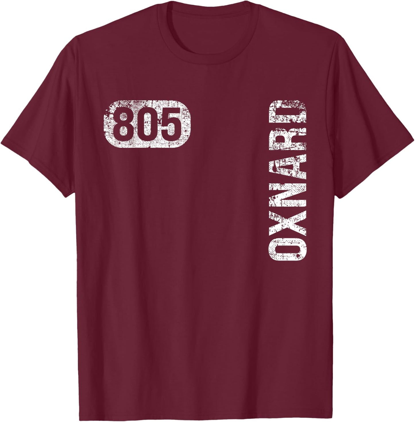 Oxnard California 805 Area Code Vintage Retro T-Shirt - T-Shirt | Maroon