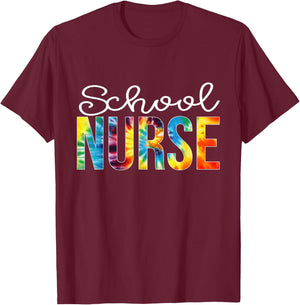 School Nurse Tie Dye Shirt Hello Back To School For Boy Girl T-Shirt - T-Shirt | Maroon