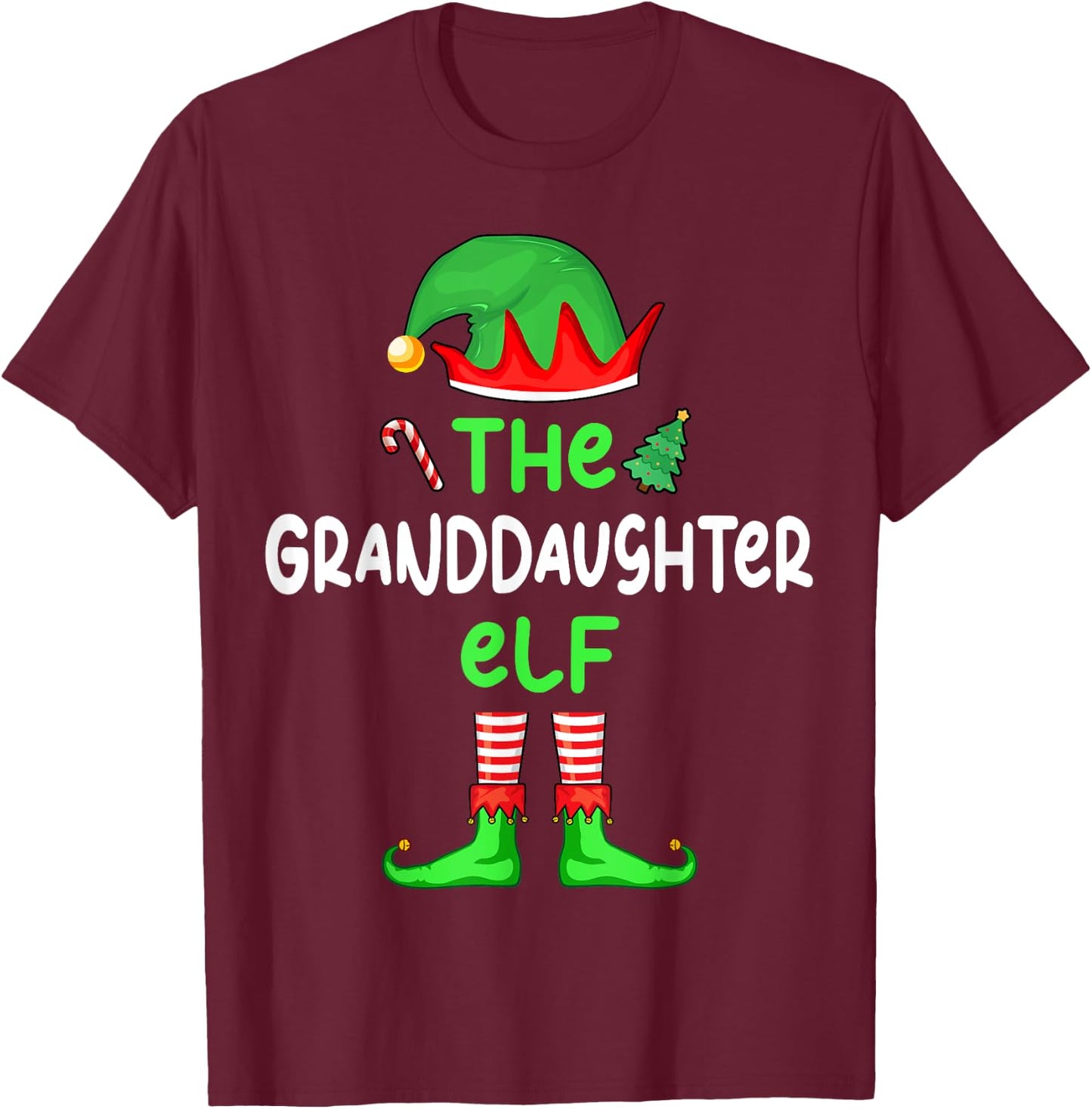 I'm The Granddaughter Elf Christmas Family Matching Pajama T-Shirt - T-Shirt | Maroon