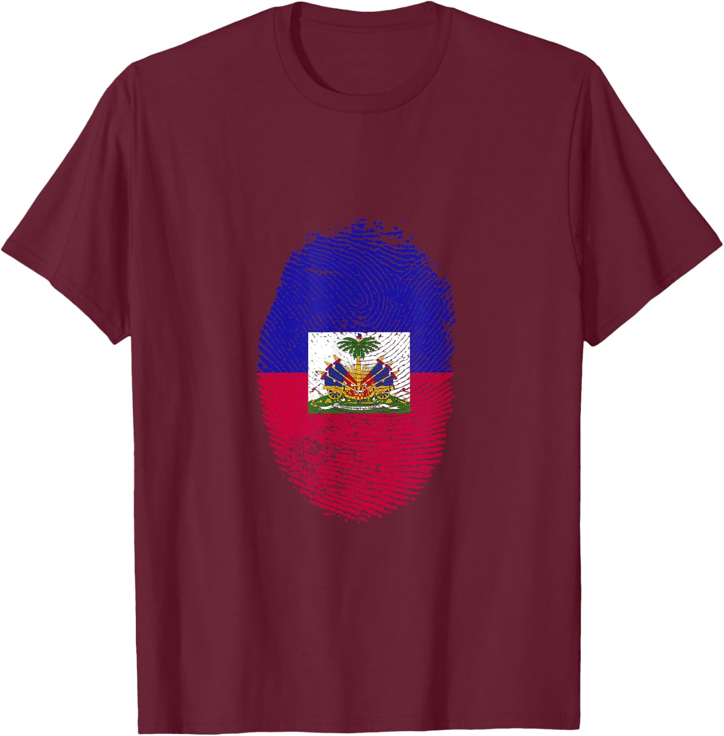 Haiti Flag Fingerprint Proud Haitians Men Women Kids DNA T-Shirt - T-Shirt | Maroon